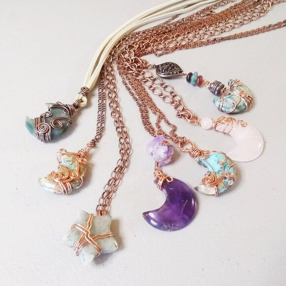 Chunky Green Labradorite Star! Unique Statement Necklace - Reiki + Meditations - Picture 12 of 15